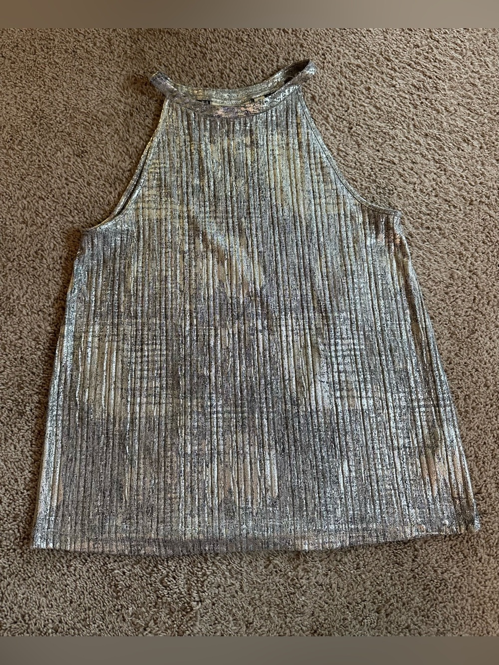 Anthropologie Moulinette Soeurs Metallic Ribbed Halter Tank.